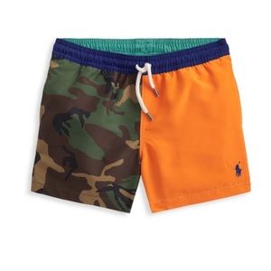 Polo Ralph Lauren Little Boy's and Boy's Patchwork Swim Trunks.